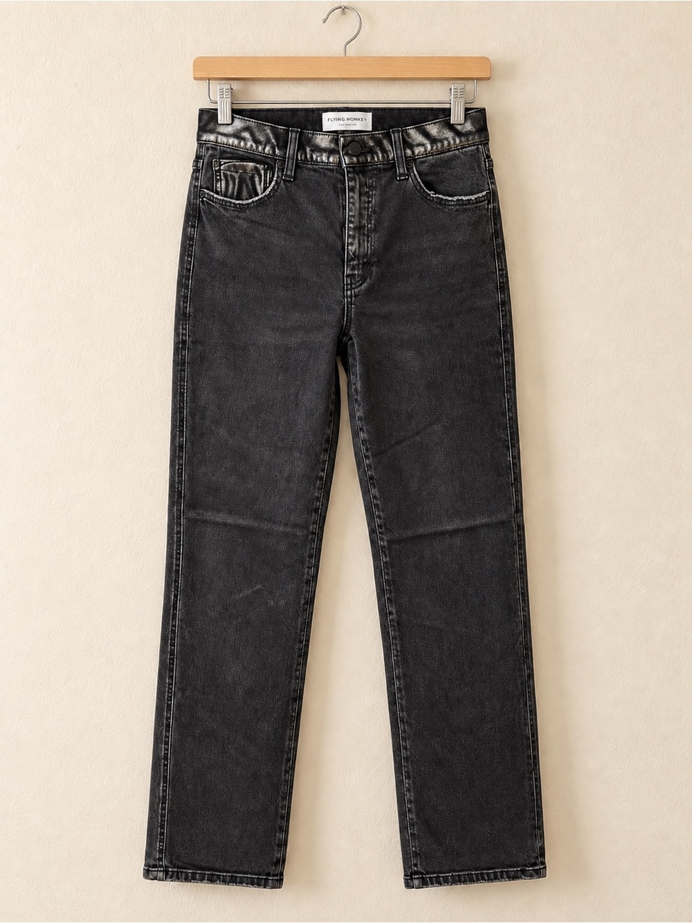 Flying Monkey Straight Leg Jeans in Black Wash
